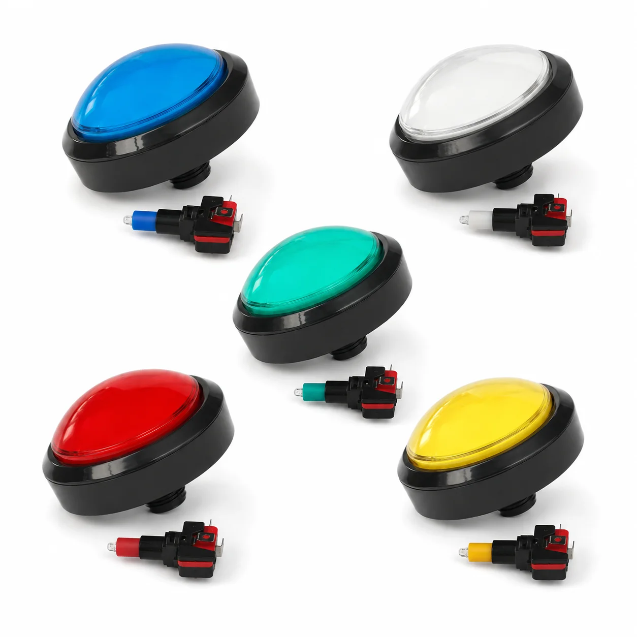 100mm Straight Edge Dome LED Arcade Push Button with Microswitch for MAME JAMMA DIY Game Cabinet