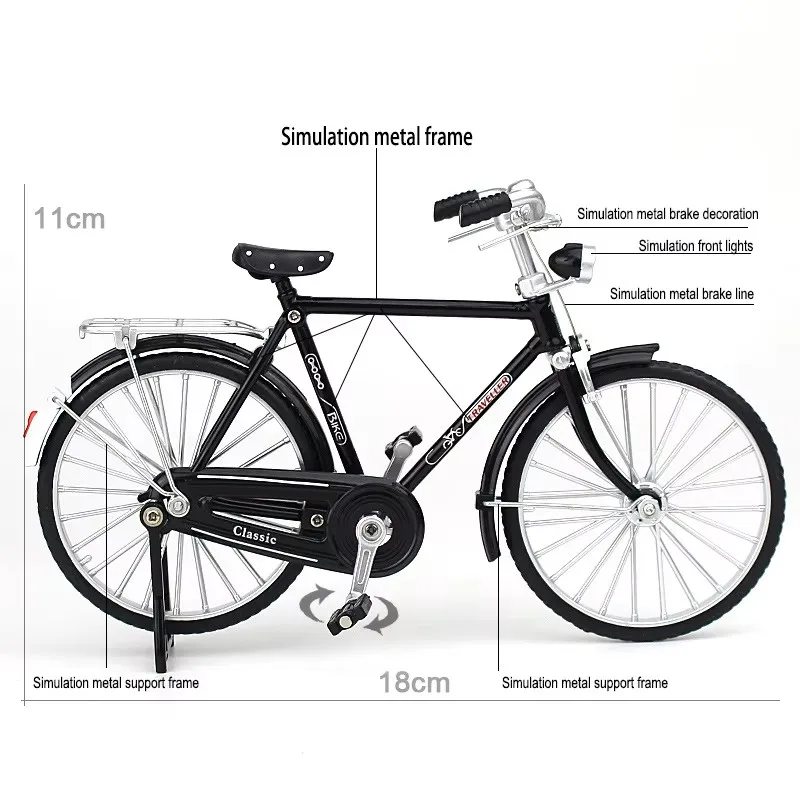 Modèle de vélo en alliage rétro 28 huit barres, jouet, décorations de bureau, cadeau de collection, Sculpture de vélo
