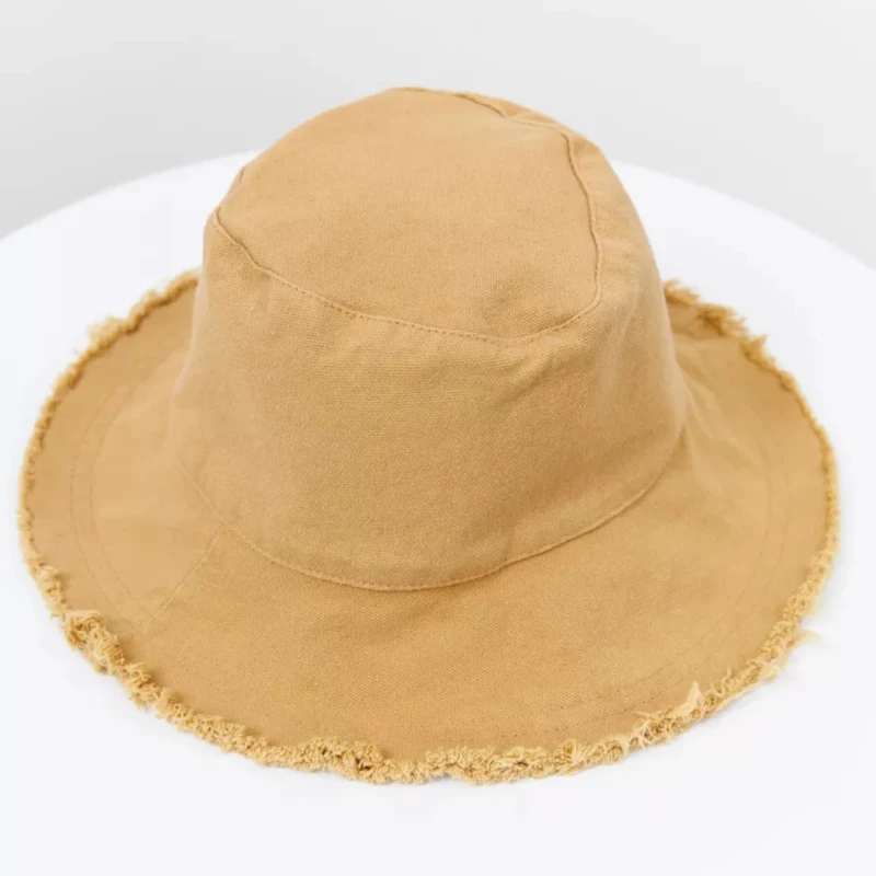 Fashion Raw Edge Bucket Hat Ladies Sun Beach Bob Cap Unisex Outdoor Sport Pull Up Fisherman Hat Wholesale Custom Pastis Logo Hat