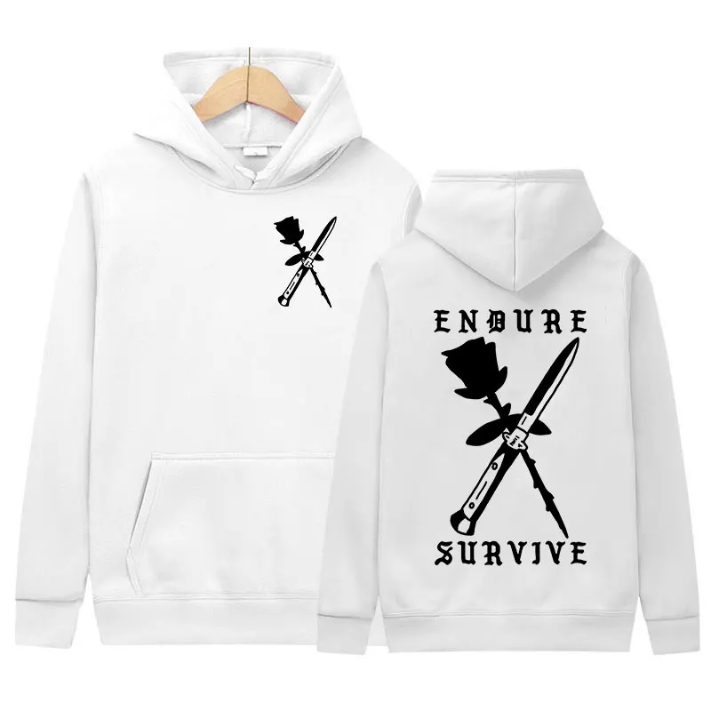 Endure Survive Vintage Print Hoodie The Last of Us Casual Long Sleeve Sweatshirts Men's Women Fashion Pullover Oversized Hoodies