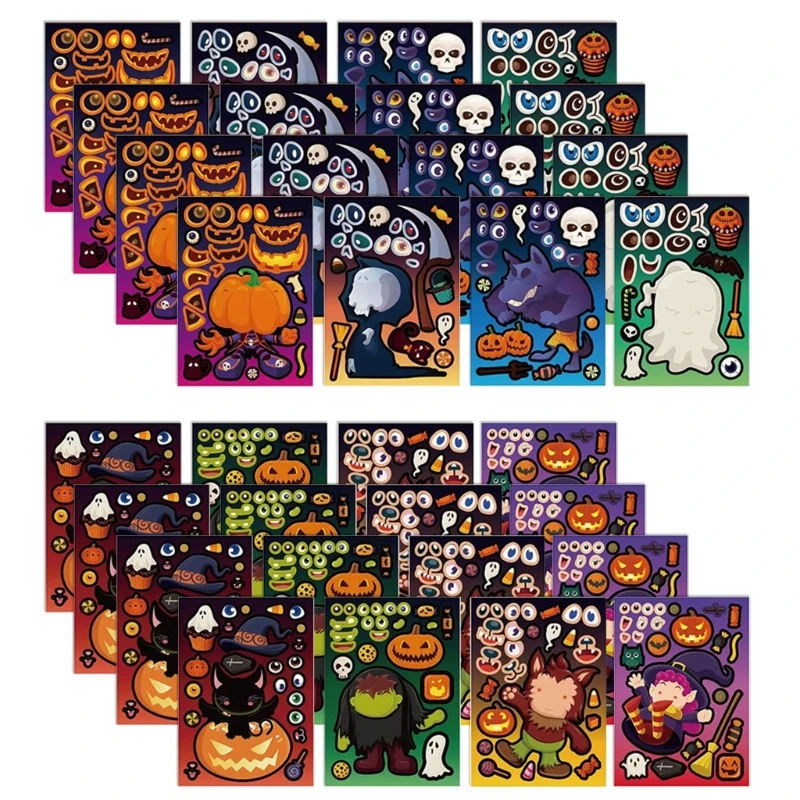 8/16/24/32 Pcs Halloween Stickers Decorative Stickers Self-Adhesive Stickers