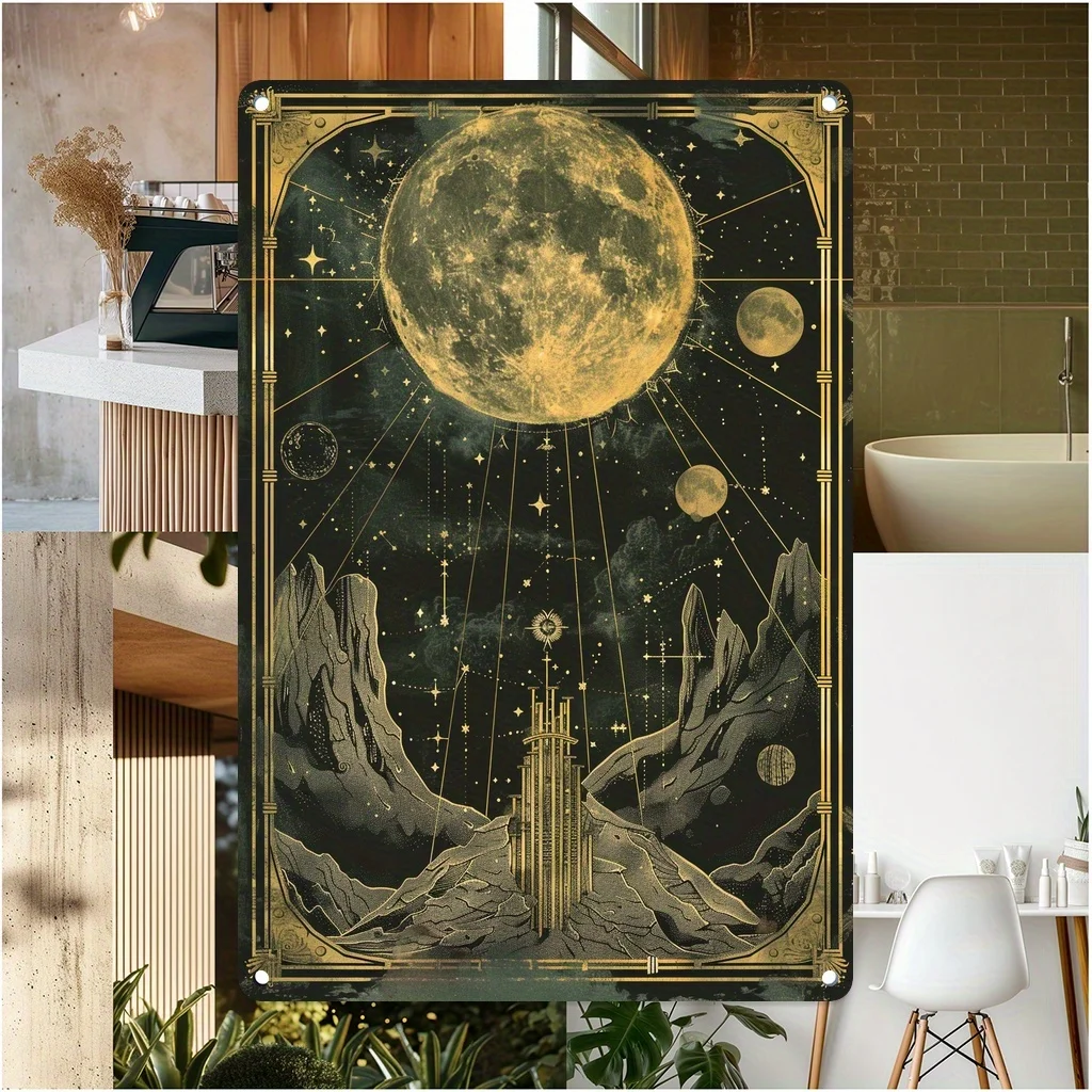 Grimoire of the Stars Vintage Metal Tin Sign - Harness Cosmic Power & Embrace Celestial Magic, Perfect for Home, Garden, or Bar