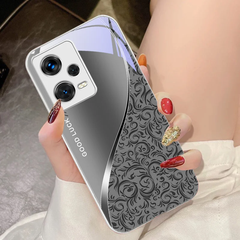 Pattern Gradient Black For Xiaomi 14 Ultra 13 Lite Redmi Note 13 11 Pro 12 Plus Poco X6 3 Pro F4 6 GT Tempered Glass Phone Case