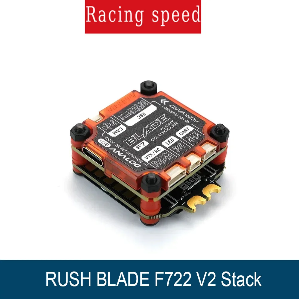 

RUSHFPV BLADE V2 Stack — F722 Аналоговый и цифровой FC & Extreme 60A 128K BLHELI AM32 4in1 ESC для FPV Racing & Freestyle Drone