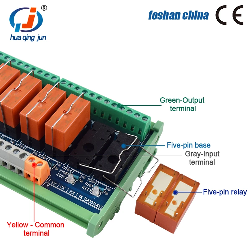 Huaqingjun 10-Channel Taike Relay Module SPDT 12A 250VAC DC24V Relays for PLC