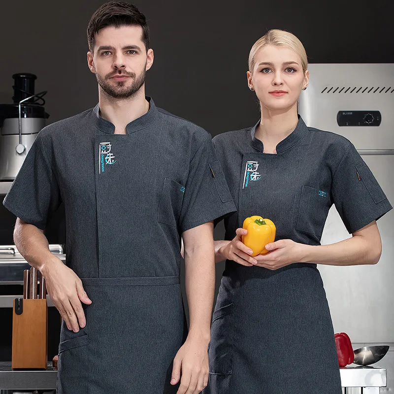 فندق مطعم المطبخ العمل موحدة قصيرة الأكمام سترة الطاهي مخبز المعجنات الشيف الصيف معطف المطبخ الأبيض