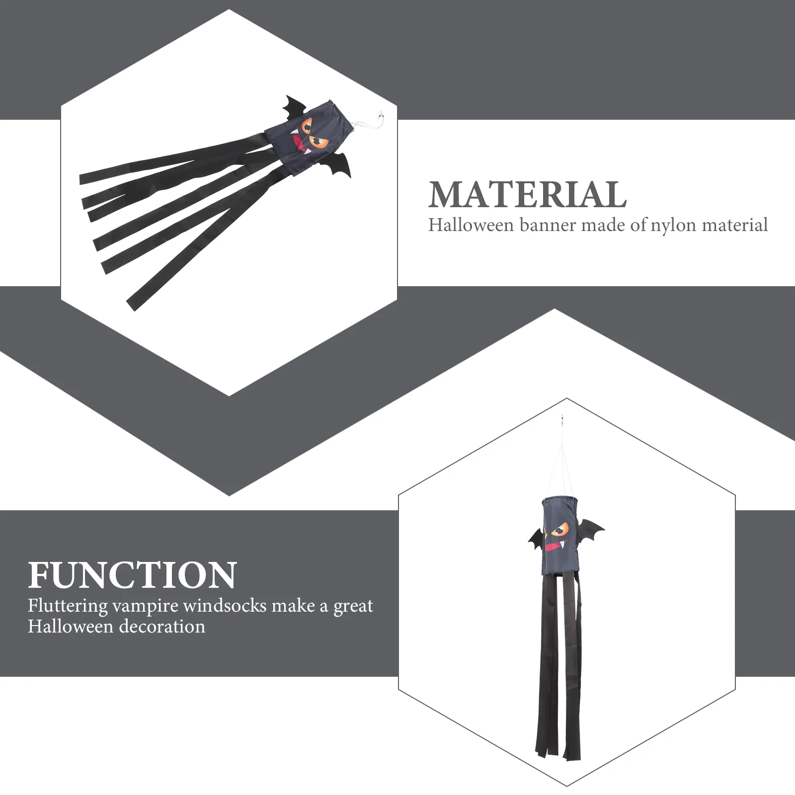 

2pcs Wear-Resistant Halloween Windsocks Nylon Decorative Flags For Garden Outdoor Party Festival Accessories Horror