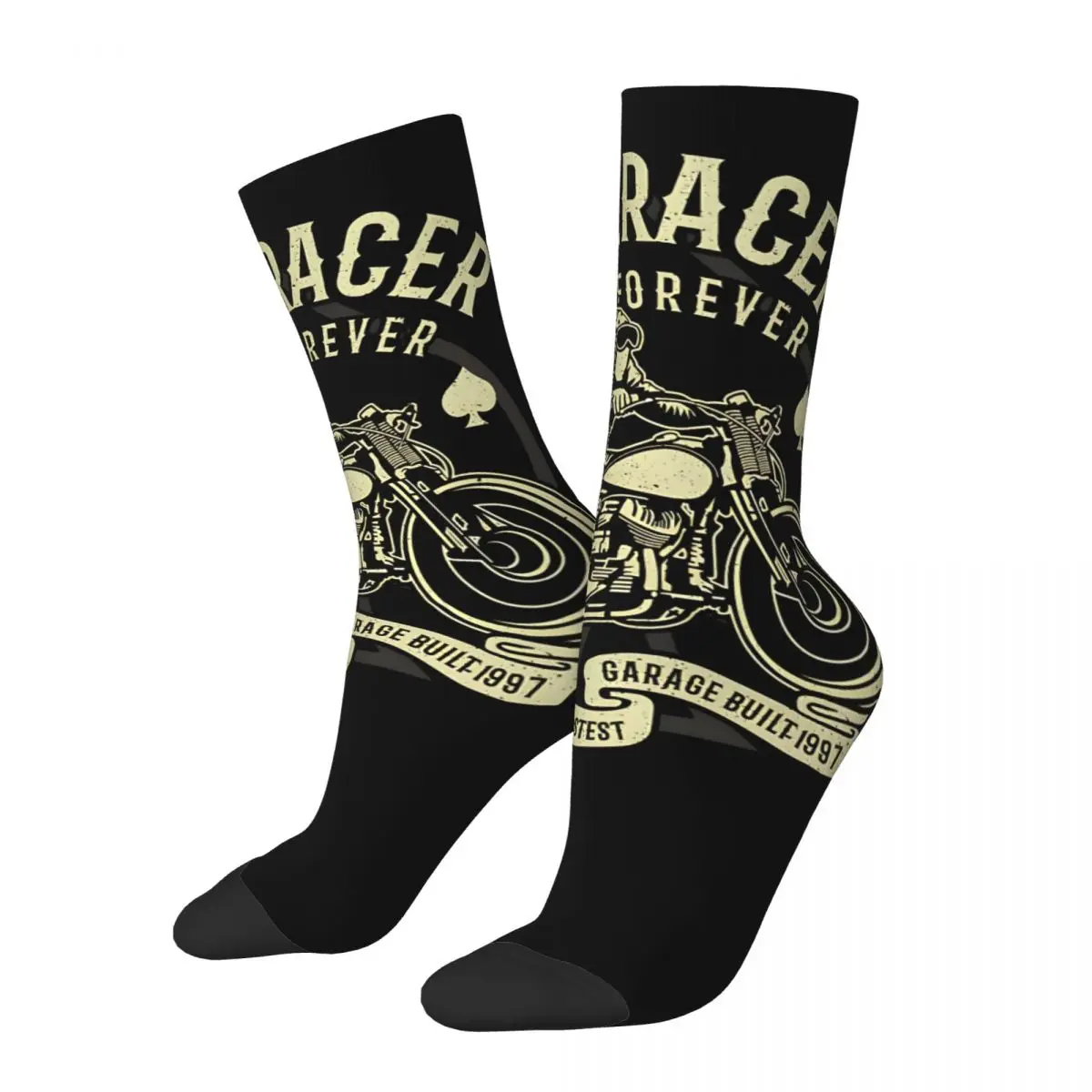 

Motorcycle Men's Socks Retro Harajuku Cafe Racer Street Style Novelty Casual Crew Sock