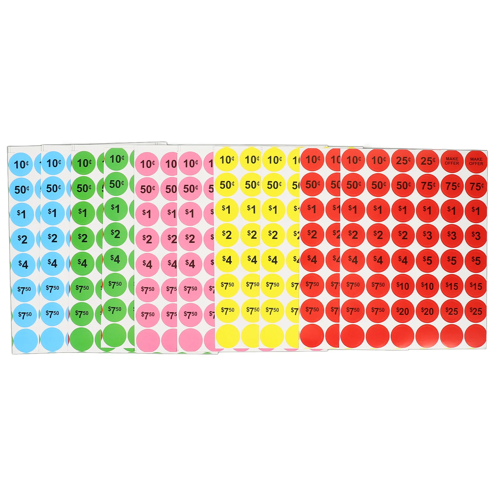 

10 Sheets Round Price Stickers Removable Bright Colored Self Adhesive Tags for Supermarket Retail Store Pricing Decals