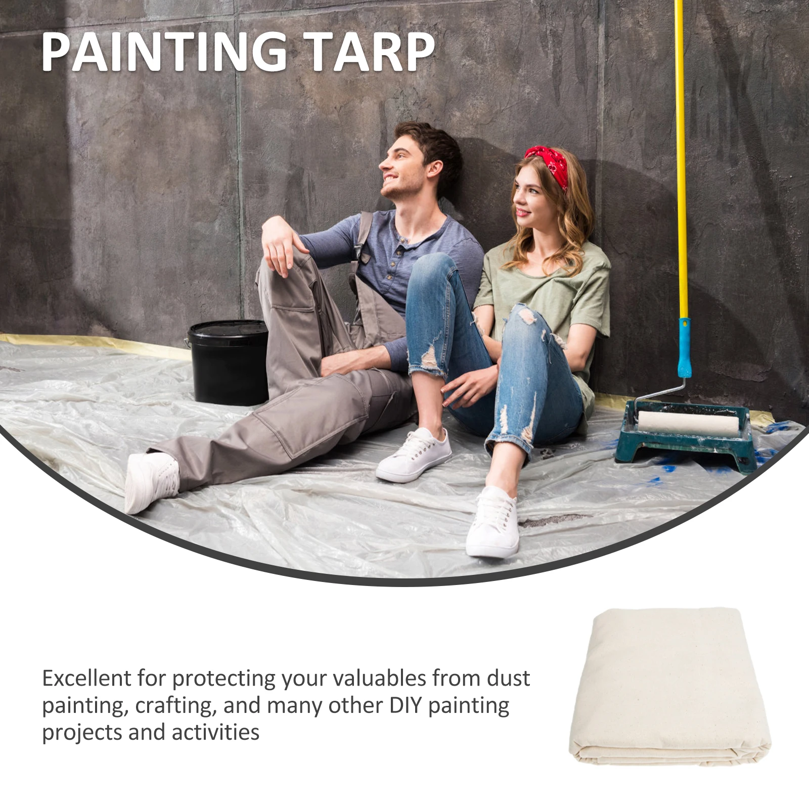 

Floor Furniture Painters White Painters Tarp Reusable Drop Cloth Drop Cloth For Painting Painting Tarp Home DIY