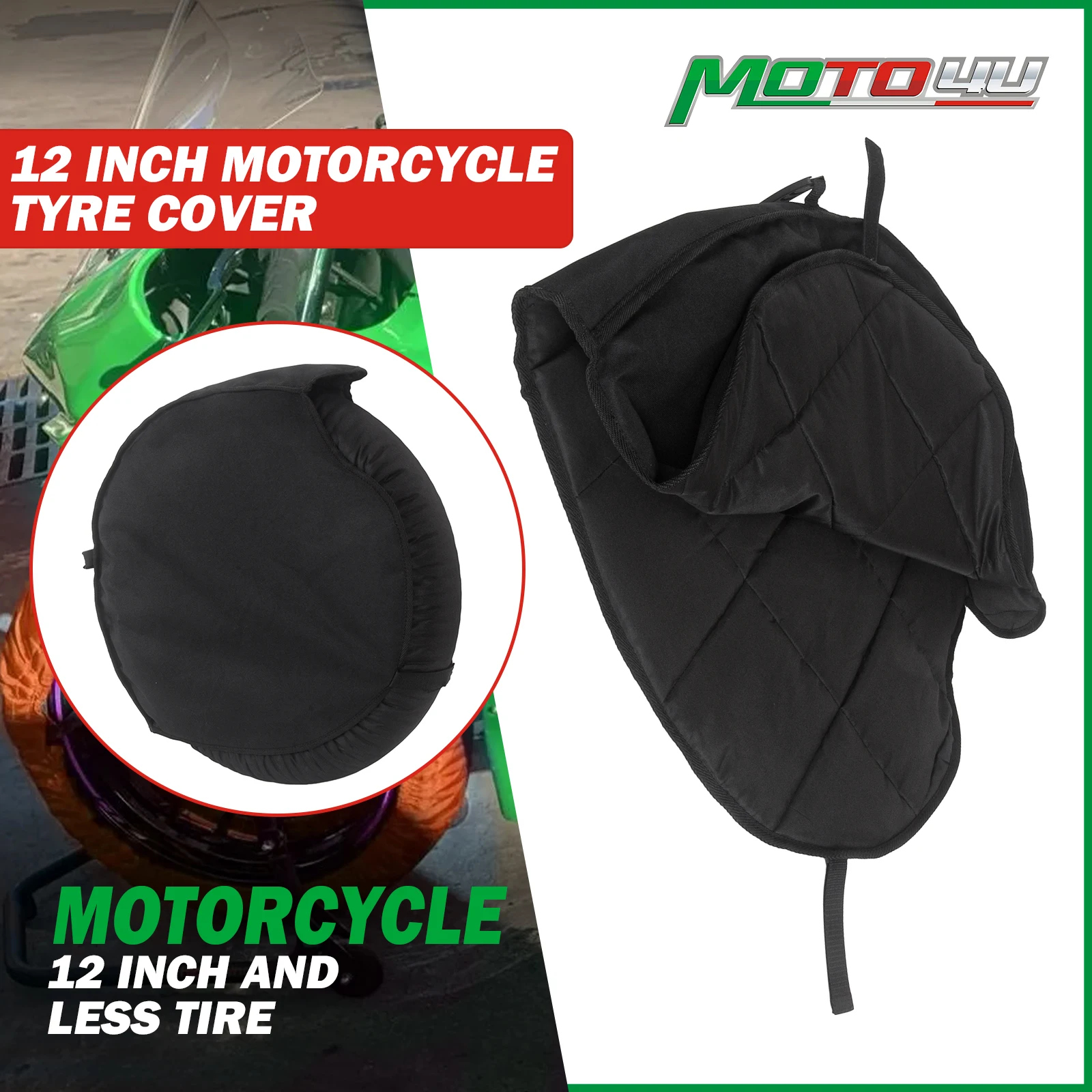 12 Inch and less Motorcycle Front and Rear Tire Tyre Warmers Windstop Tire Cover Windbreak Add Cotton Thicken With handle 2PCS