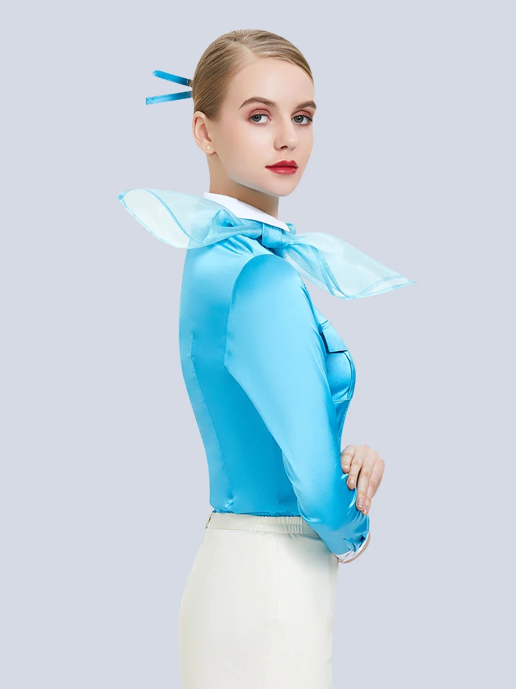 Women's Air Steward Interview irt Front Desk Caier Beau Salon Work orm Set ort Sve Polyester Viscose Blend