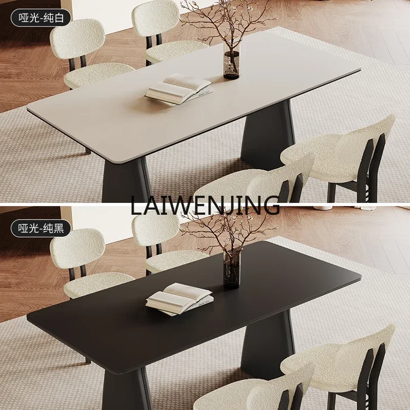 HLZ retro solid wood rock slab dining table small apartment home modern simple light luxury dining table