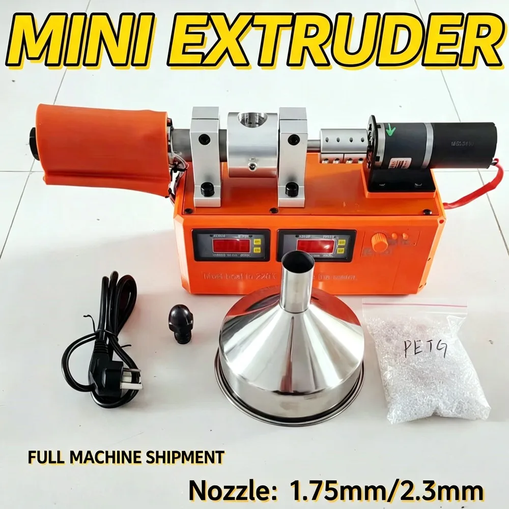 Filament Extruder Recycler Machine 3D Filament Making Machine with Two Heating Element with 2.3mm and 1.75mm Nozzle