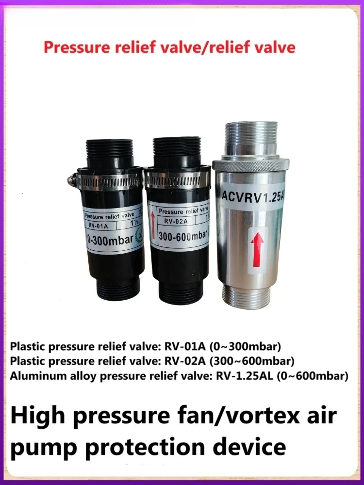 RV-01 RV-02 Pressure Relief Valve for High Pressure Fan Vortex Air Pump Aluminum Alloy/Plastic Pressure Relief Valve