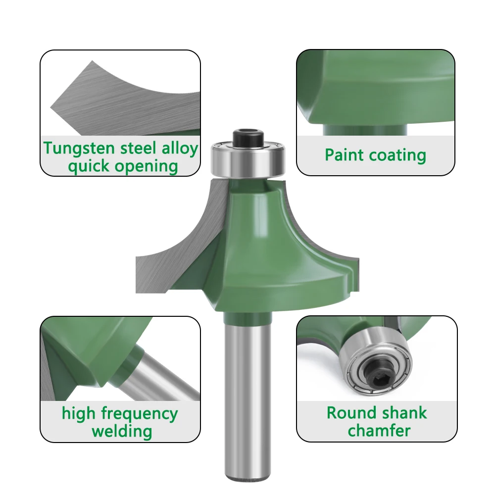 LAVIE 1pc 8mm Corner Round Over Router Bit With Bearing For Wood Woodworking Tool Tungsten Carbide Milling Cutter MC02022