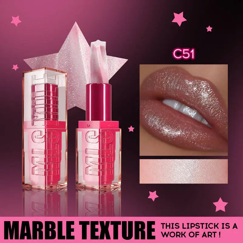 MLSMILE أحمر شفاه نسائي 4 ألوان فلاش مرطب حلزوني ملتوي تصميم نجمة خماسية أحمر شفاه 2025 جديد C48C04