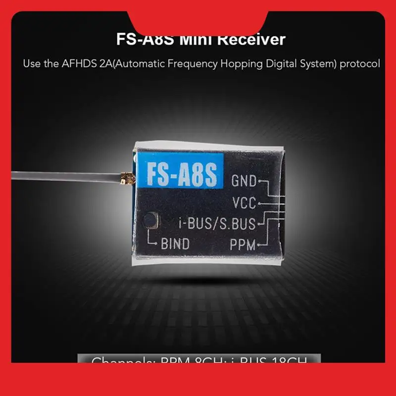FLYSKY 2.4G PPM 8CH جهاز استقبال صغير FS-A8S استقبال V2 طبعة محسنة لمتعدد الدوار #2