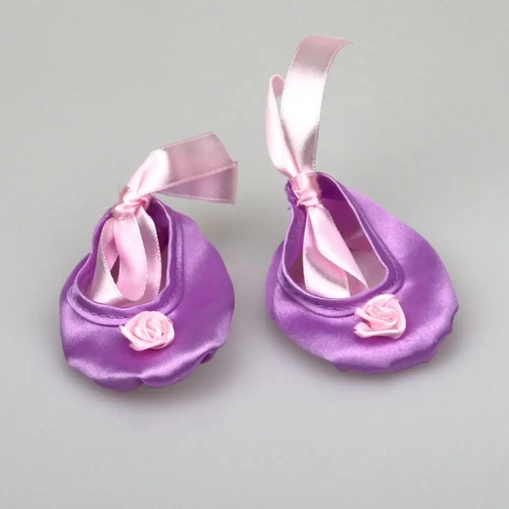 1 Pair Cloth Bow Doll Shoes Bowknot Handmade Mini Ballet Shoe Tie Up Casual Doll Mini Shoes Dollhouse Miniature