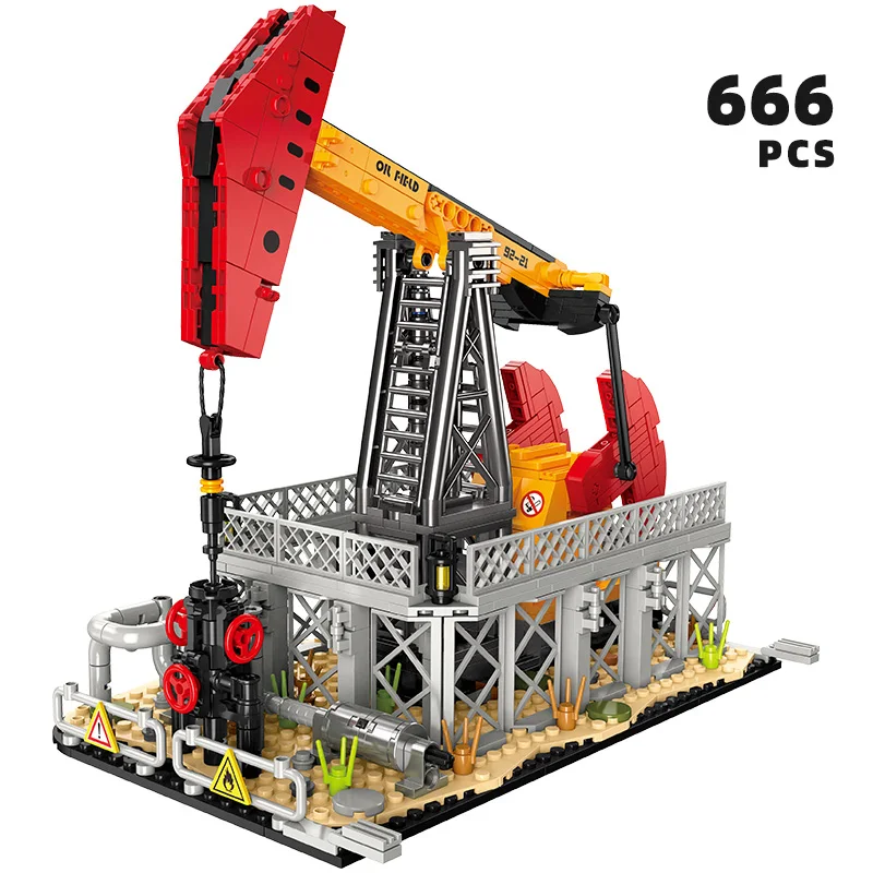 مجموعة مكعبات بناء لتصريف زيت المدينة آلة الضخ 3 في 1 مصنع كيميائي، مصنع تخزين النقل ألعاب تعليمية للأطفال