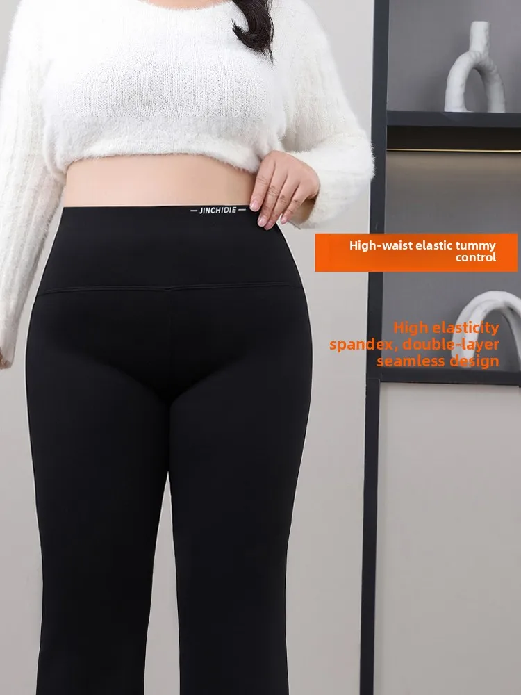 High Waist Fce Lined Yoga Pants Fitn arkskin Pants Women's Outerwear Large Size Base Layer Pants Modal Material