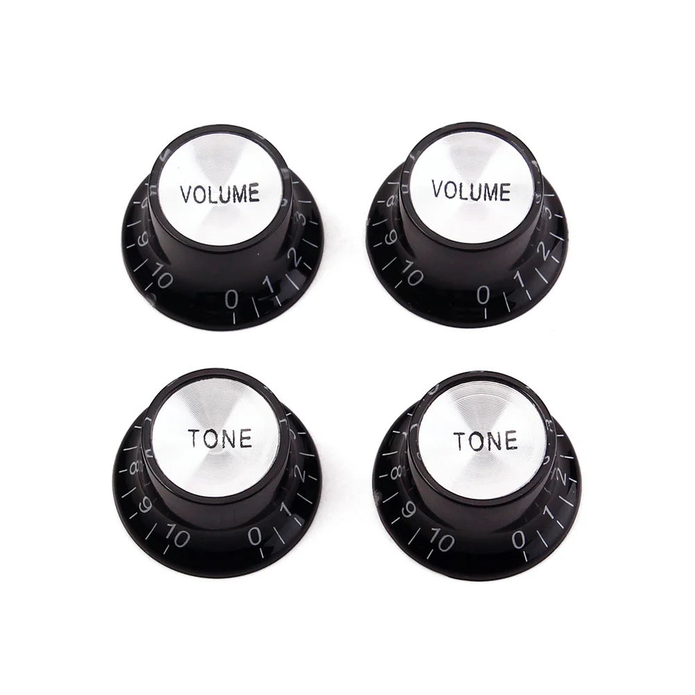 4 قطعة الألومنيوم الاكريليك الغيتار حجم المقبض غطاء 2 حجم 2 لهجة التحكم ل الكهربائية باس استبدال أجزاء مقابض الغيتار غطاء #5