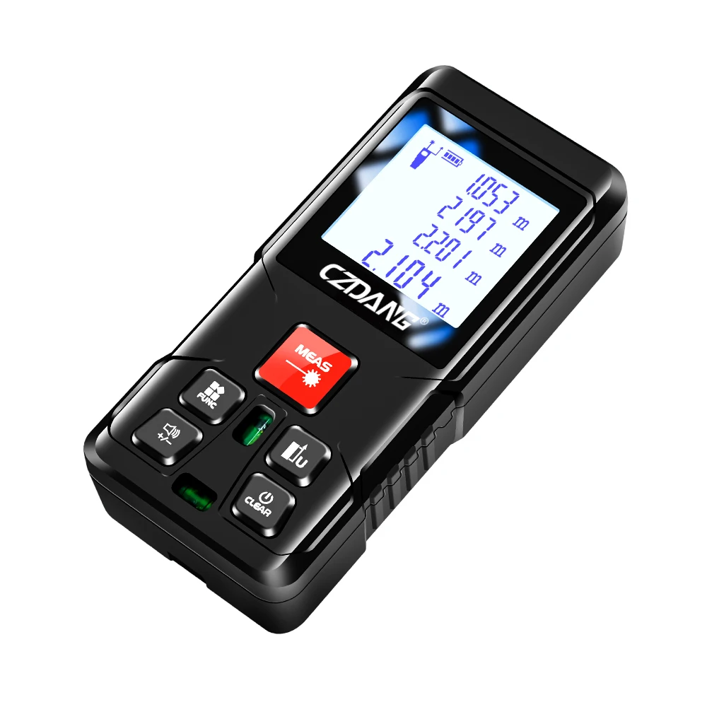 

003 Switchable M/ft/in/ft+in Range 120 Meters/394 Feet Digital Laser Infrared Distance Meter Measure Tape with 2 Bubble Levels