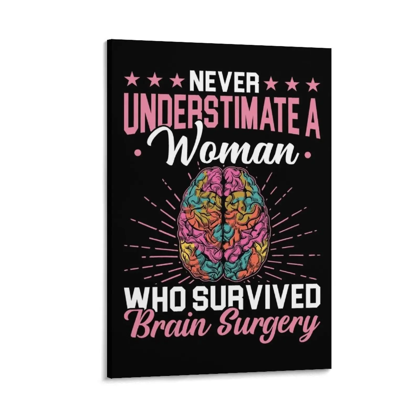 

Never Underestimate A Women Who Survived Brain Surgery Shirt, Brain Cancer Shirt, Brain Tumor Shirt, Opera Canvas Painting