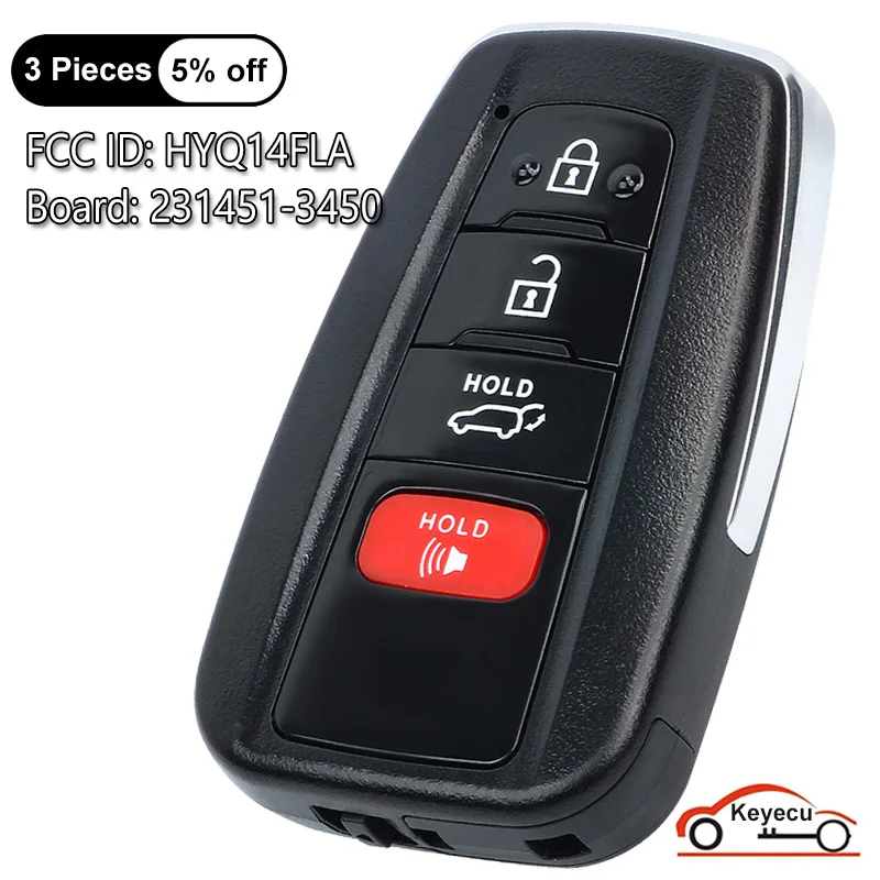 KEYECU 4Buttons 314.3MHz for Toyota Highlander 2021 2022 2023 Auto Smart Remote Control Key Fob HYQ14FLA 231451-3450 8990H-0E370