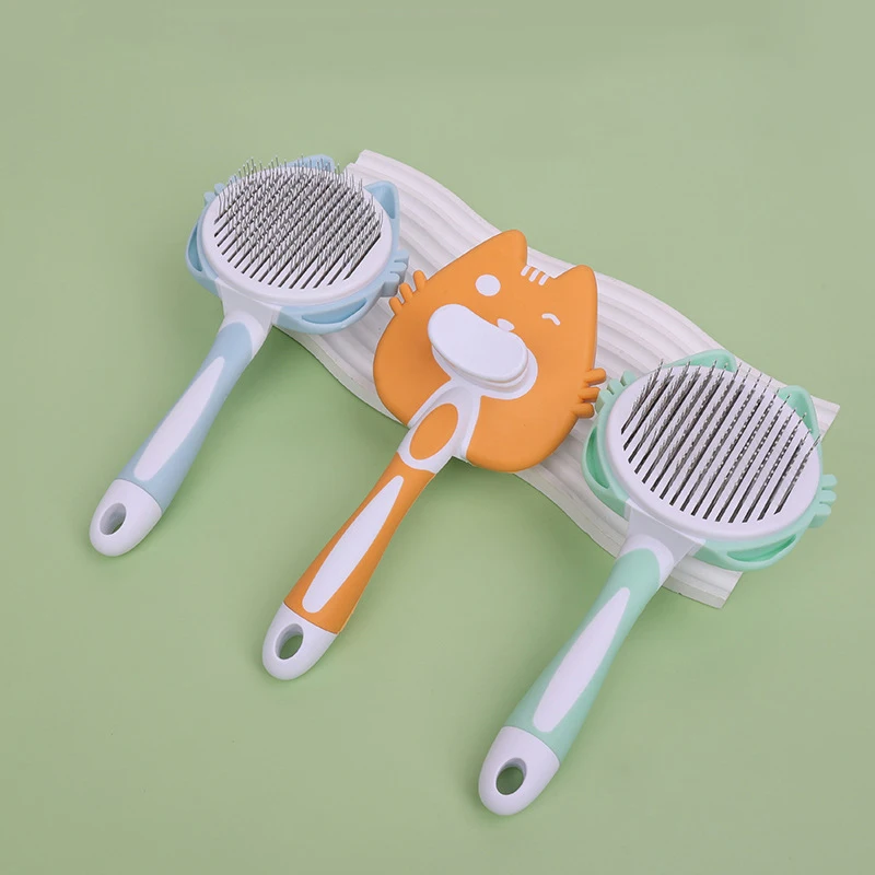 

Pet Hair Shedding Comb Dog Cat Brush One Button Cleaning Grooming Stainless Steel Needle Dog Hair Combs Cepillo Para Mascotas