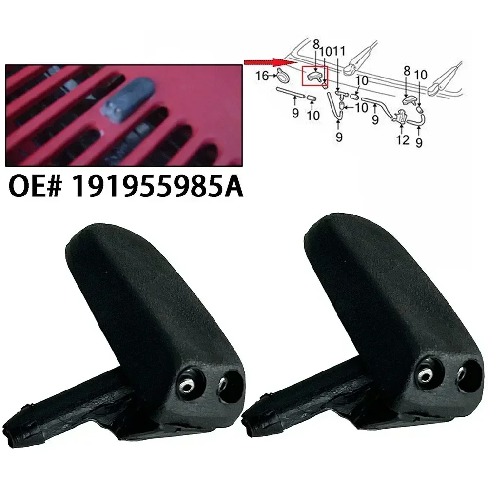 2Pcs Front Windscreen Washer Jets Nozzle Water Sprayer Black 191955985A For MK1 & MK2 1982-2004 For Passat B2 B3 B4 1986-1997