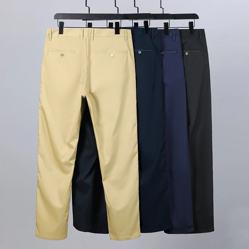 

Bamboo Fiber Business Casual Pants Men's Summer Thin Loose Straight Stretch Breathable Gentleman Formal Wear Oversized Trousers