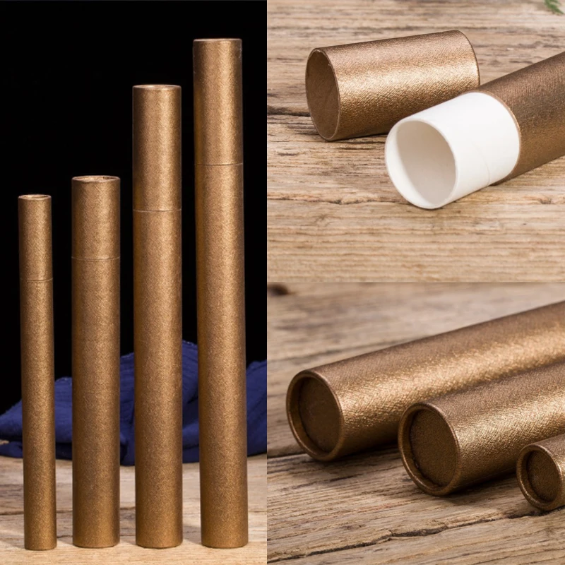 30pcs/Lot Multiple Size High Quality Bronze Color Long Perfume Box, Lengthened Paper Tube Joss-Stick Craft Container