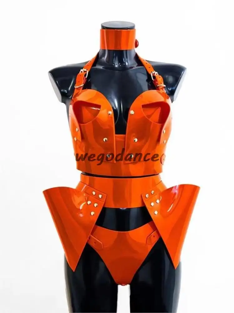 New Sexy Woman Stage Nightclub Bar Color PVC Semi Transparent Armor Performance Clothing