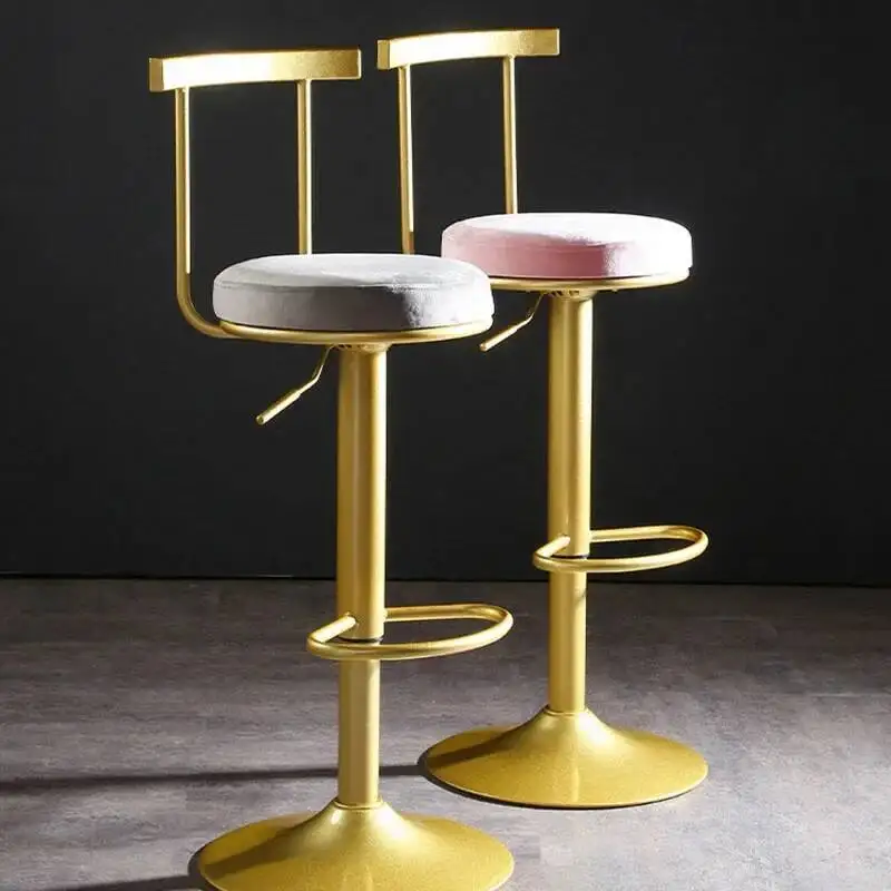 Sedia da bar da pranzo per ufficio Sedie d'attesa di lusso minimaliste dorate Panca alta con schienale Cadeiras De Espera Sedia per mobili per la casa