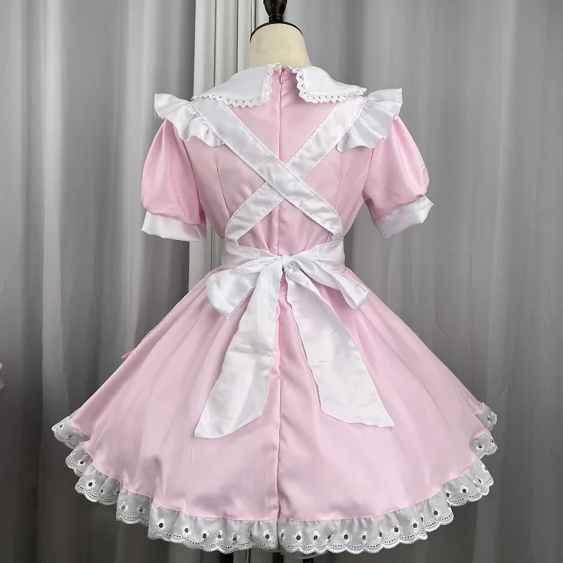 Japanese Soft Girl Maid Cosplay Costume Women Plus Size Gothic Lolita Princess Pink Dress Sweet Bow Love Live Cosplay Uniform