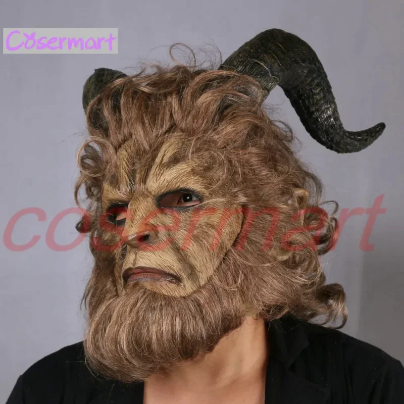 2025 New Hot Movie Beauty and the Beast Adam Prince Cosplay Horror Mask Latex Lion Helmet Halloween Party X155