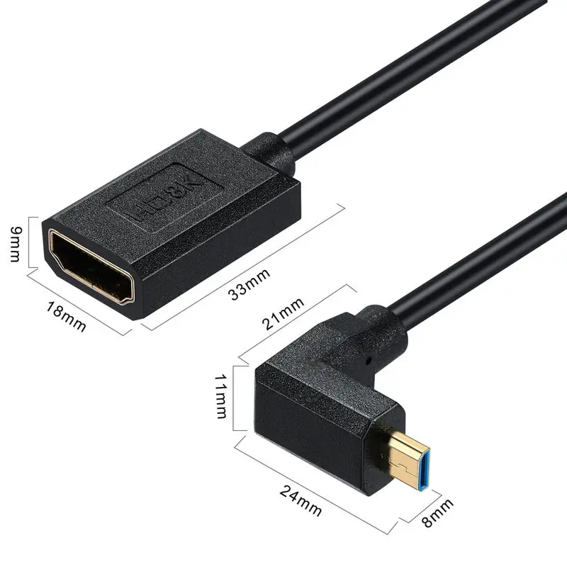 0.3m 8K 60Hz Micro HDMI Compatible to HDMI Compatible Mother Pole Thin Wire OD4.0 Micro Camera Flat Panel to TV Cable