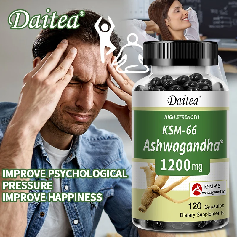 KSM-66 Ashwagandha Capsules 1200MG - Anxiety Relief,Stress Reduction, Sleep Improvement, Mood Support Supplement
