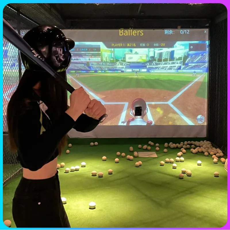 Indoor Projection Analog Baseball Strike Cage Digital Interactive Experience Entertainment Hall Play Equipment