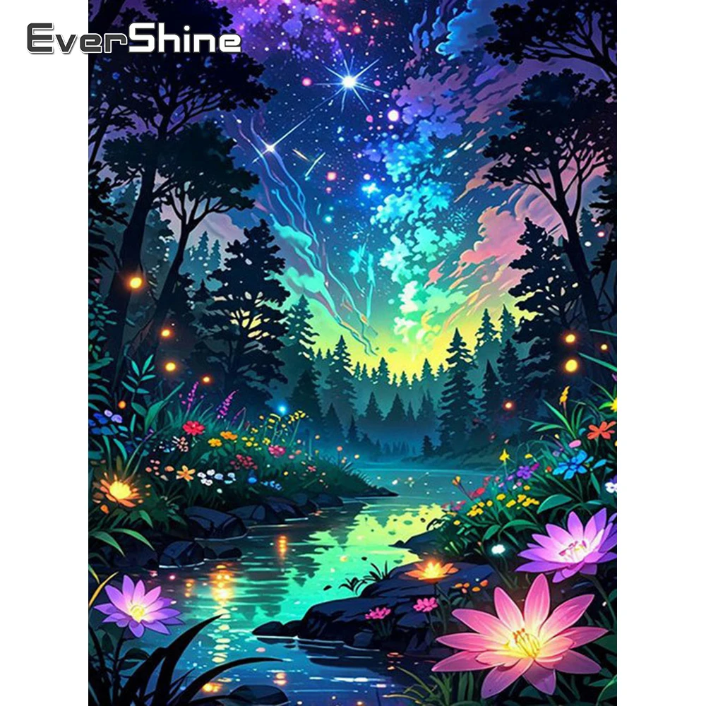 Evershine Voll-Diamant-Stickerei Waldlandschaft Bild Mosaik Baum DIY Strass-Malerei Heimdekoration