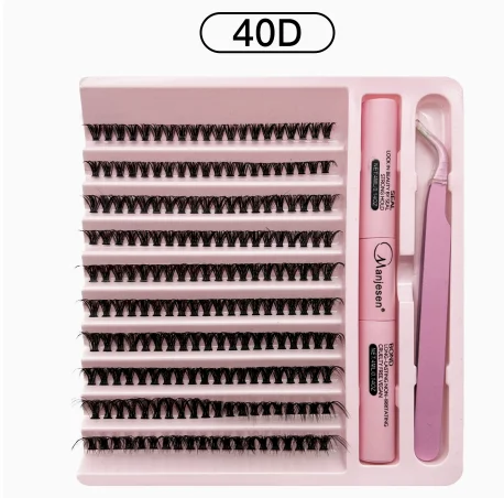 DIY Cluster Lash Extension Kit, Eyelashes with Bond & Seal Glue Makeup Accessories
