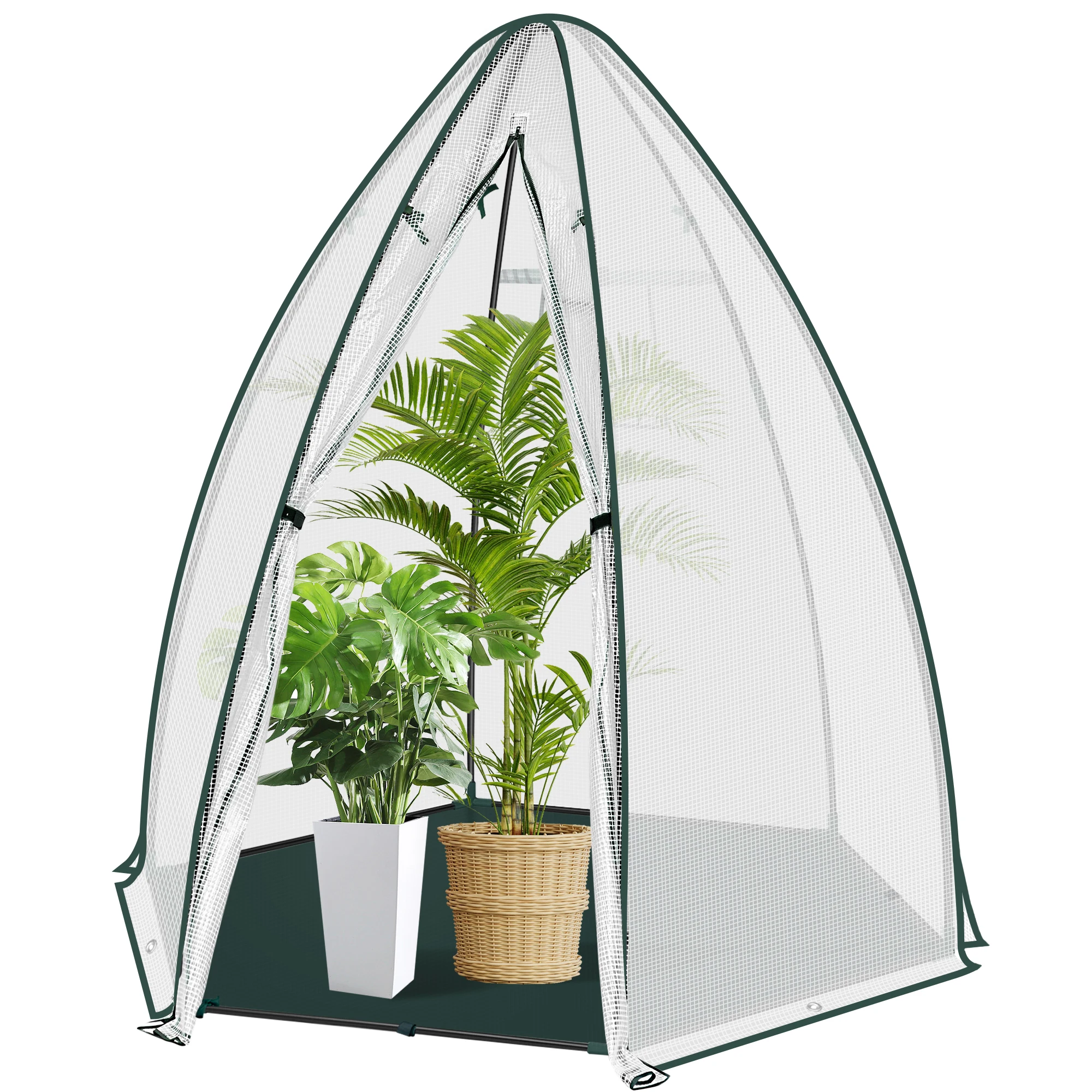 WOLTU 160x160x180cm Halbtransparentes Folien-Gewächshaus PE Pflanzen-Tomaten-Blumen-Winterschutz-Zelt Wetterfestes Pflanzenhaus