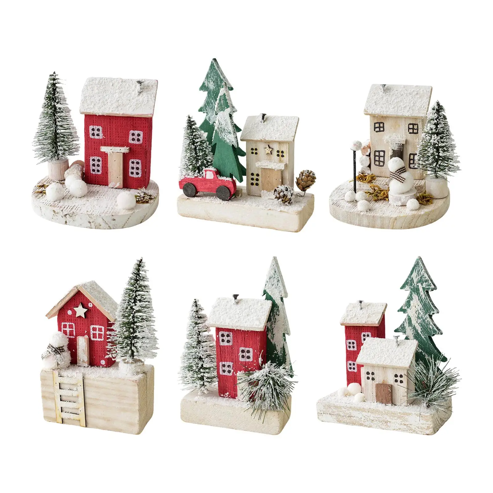 صغيرة عيد الميلاد قرية الثلج منزل الديكورات الشتاء سطح المكتب زخرفة مصغرة تمثال عيد الميلاد المشهد منزل لمكتب عباءة عطلة