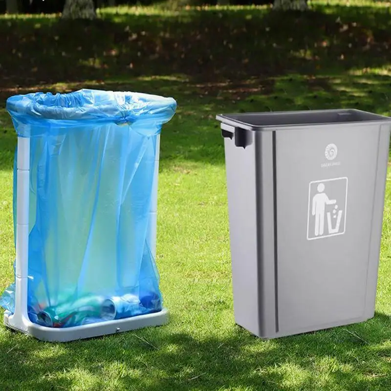 Folding Trash Bag Holder Outdoor Camping Trash Bag Holder Stand Adjustable Stable Support Portable Garbage Bin Indoor Basket for