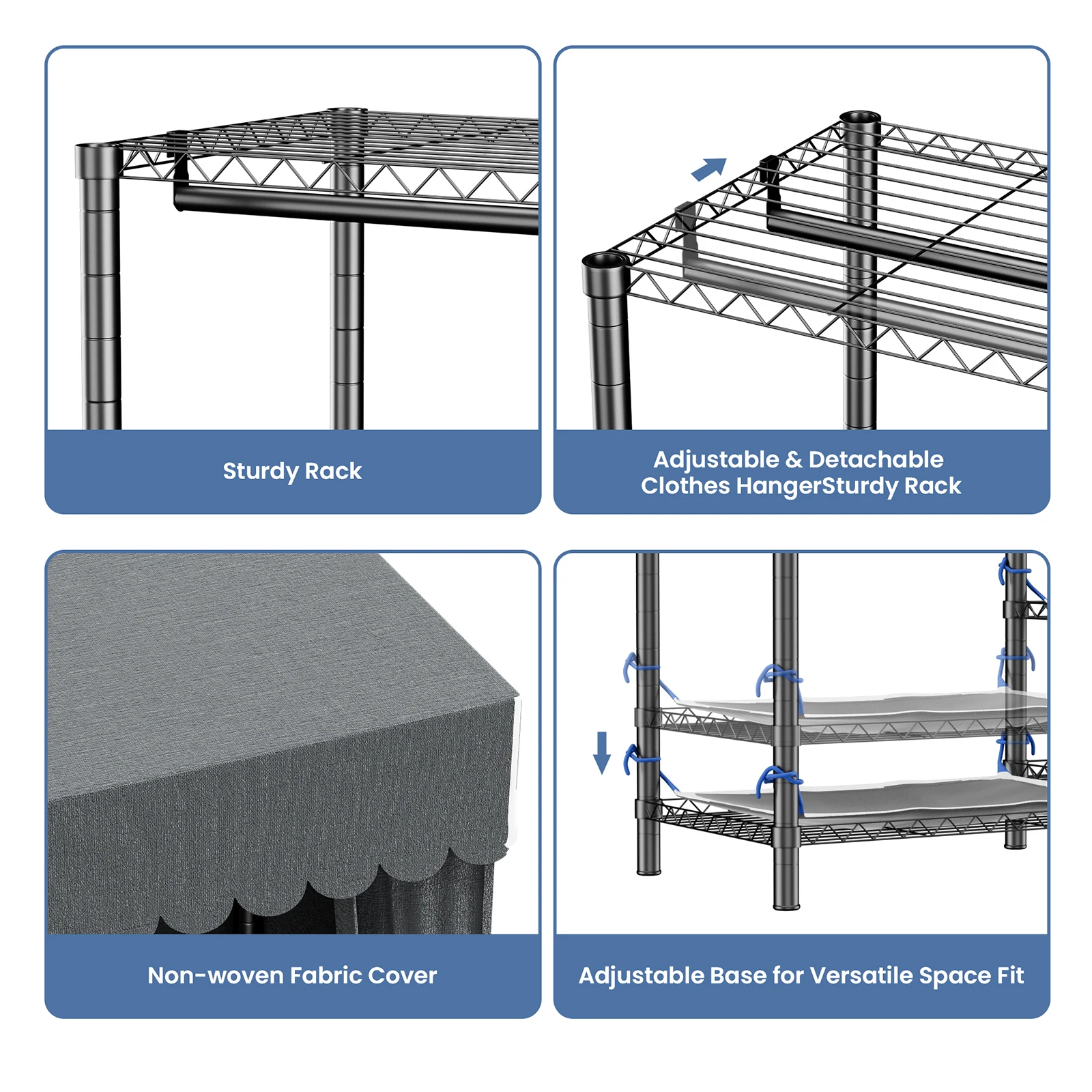 رف الملابس التخزين المنظم خزانة الملابس المعلقة قائما بذاته المحمولة الثقيلة 960 رطل لمدخل غرفة نوم مرحاض #6