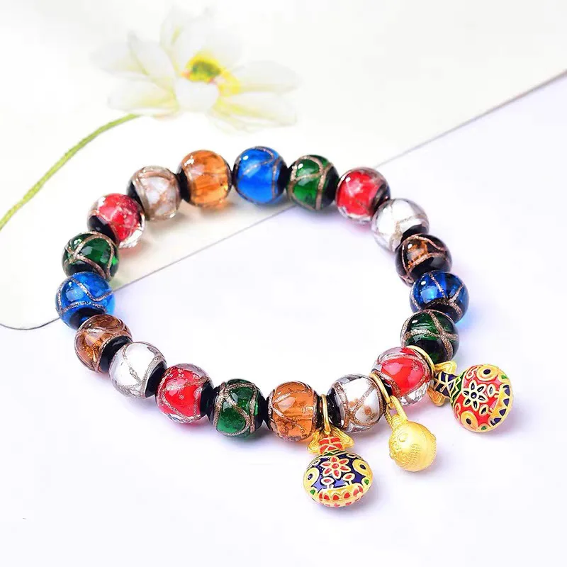 

Elegant Ancient Style Glazed Beaded Bracelets for Women Vintage Cultural Beaded Hand Jewelry Gifts