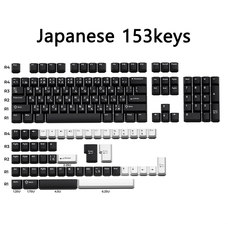 XVX Schwarz Weiß Zweifarbige Tastenkappe Japan Koreanisch Russisch Kirschprofil Frontschnitzerei PBT Für Magnetschalter Mechanische Tastatur