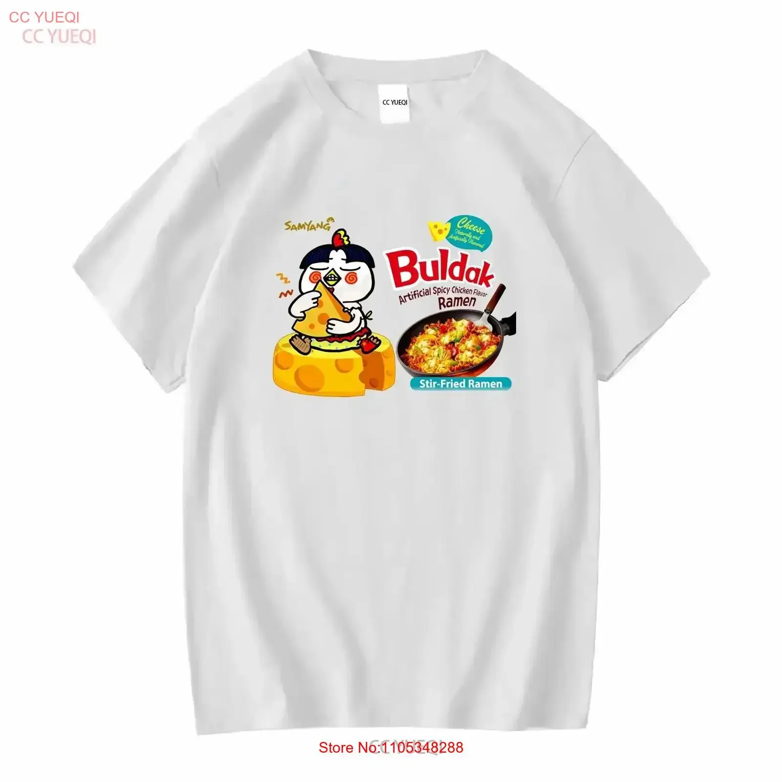 Camiseta Buldak Spicy Cheese Ramen para amantes de la comida coreana, ropa de moda vintage lavada y elegante para foodies.
