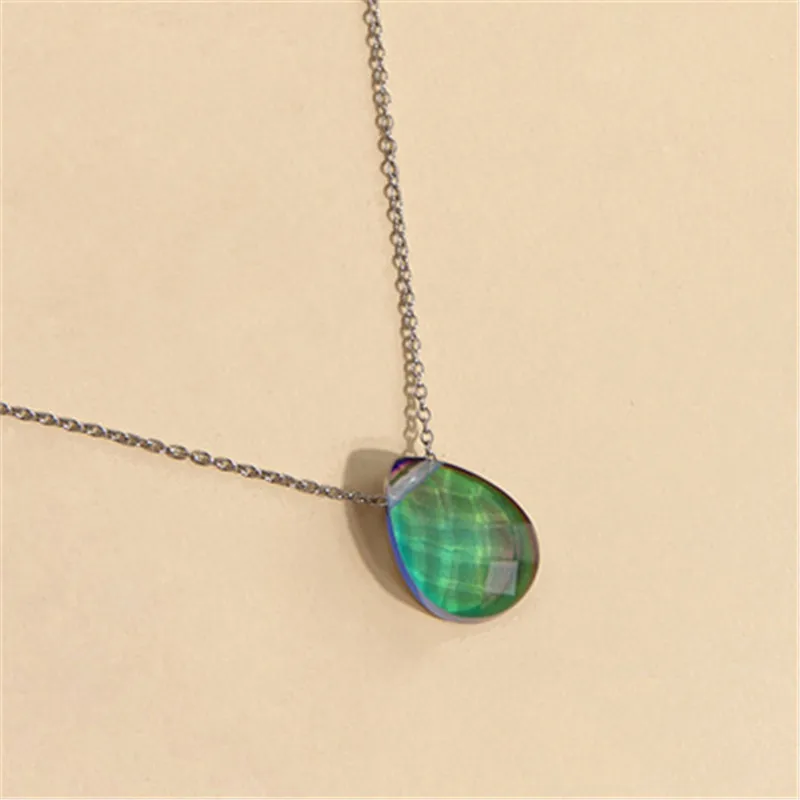 Trendy Temperature Change Color Mood Necklace Water-Drop Jewelry Smart Discolor Pendant Best Gift For Friends Free Shipping